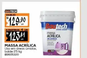 Obramax Massa acrilica bautech uso em areas umidos balde 25kg oferta