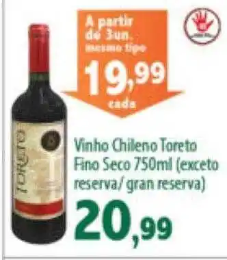 Econômico Atacadão Vinho chileno toreto fino seco oferta