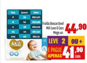 Rede Top Fralda descartavel mili love & care mega oferta