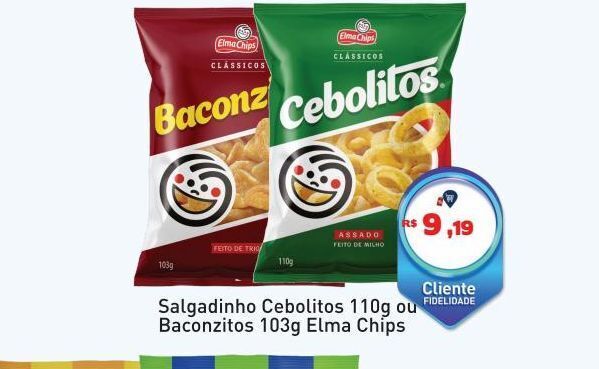 ROTA DA GULA - Salgadinho Elma Chips Baconzitos 103g Cebolitos