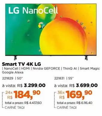 Lojas TaQi Smart tv 4k lg oferta