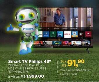 Lojas TaQi Smart tv philips 43 oferta