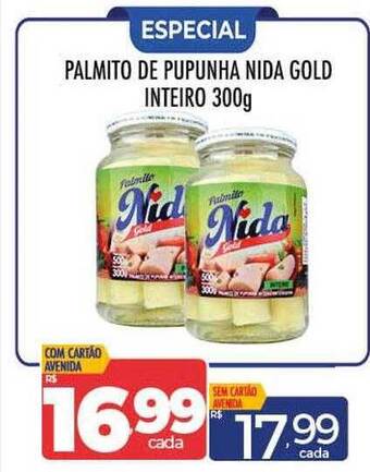Palmito de pupunha nida gold inteiro