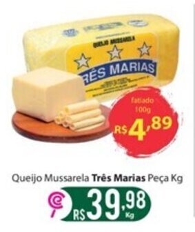 Comercial Esperança Queijo Mussarela Tres Marias Peca/kg oferta
