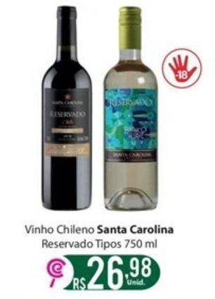 Vinho Chileno Santa Carolina Reservado tipos 750ml