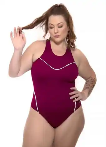 Acqua rosa - maiô para natação plus size bordo
