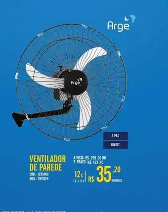 Arge ventilador de parede