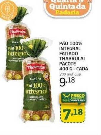 Cooper Pão 100% integral fatiado thabrulai oferta