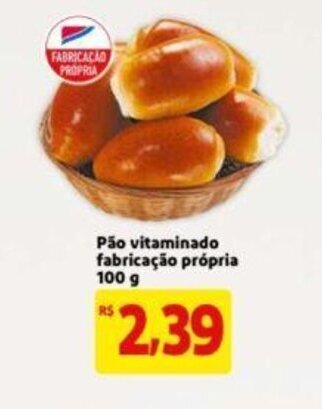 Extra Supermercado Pao vitaminado fabricacao propria 100g oferta