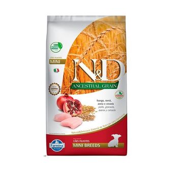 Ração farmina n&d ancestral grain para cães filhotes de raças pequenas sabor frango e romã