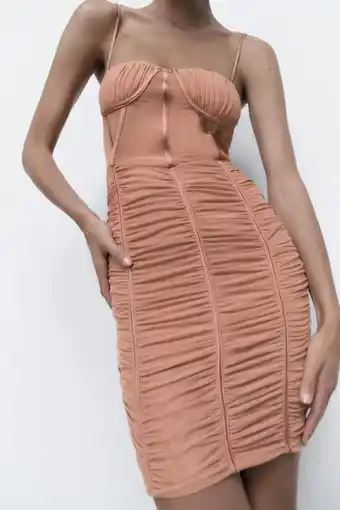 ZARA Vestido corsetry-inspired drapeado com tule oferta