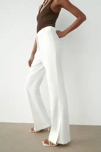 ZARA Calça straight com abertura oferta