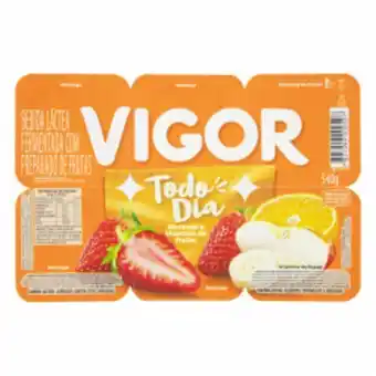 Asun Bebida láctea fermentada morango e vitamina de frutas vigor todo dia bandeja 540g 6 unidades oferta