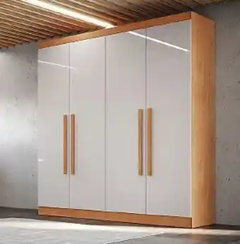 Lojas Guido Roupeiro genova plus - 4 portas - 1,80mt de largura - c/pes - nature c/ off white oferta