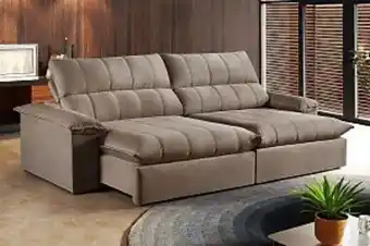 Lojas Guido Sofa triton - 4 lugares - 2,60mt de largura - retratil e reclinavel - bi-part - veludo marro claro oferta