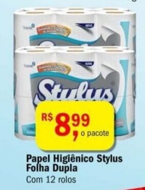 Ultrabox Papel Higiénico Stylus Folha Dupla com 12 rolos oferta
