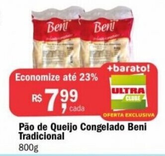 Ultrabox Pao de Queijo Congelado Beni Tradicional 800g oferta