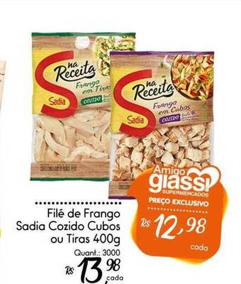 Giassi Supermercados Filé de frango sadia cozido cubos ou tiras oferta