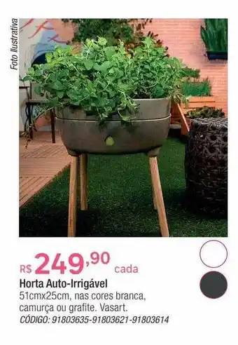 Horta auto-irrigável 51cmx25cm vasart