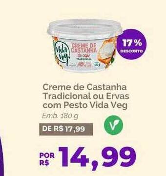 Oba Hortifruti Creme de castanha tradicional ou ervas com pesto vida veg 17% desconto oferta