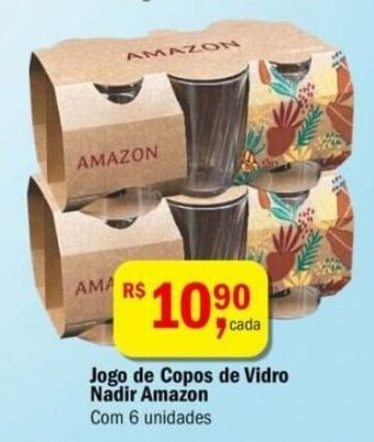 Ultrabox Jogo de Copos de Vidro Nadir Amazon 6 unidades oferta