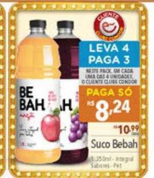 Supermercados Condor Suco bebah leva 4 paga 3 oferta