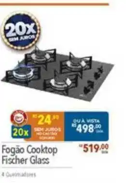 Fogão cooktop fischer glass