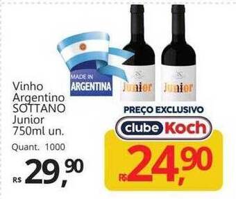 Supermercados Koch Vinho argentino sottano junior oferta