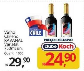 Supermercados Koch Vinho chileno ravanal varietal oferta