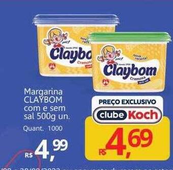 Margarina claybom com e sem sal