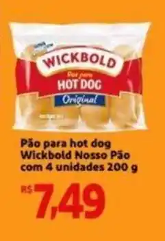 Extra Supermercado Pao para Hot Dog Wickbold Nosso Pao com 4 unidades 200g oferta