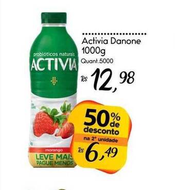 Giassi Supermercados Activia danone 1000g 50% de desconto na 2a unidade oferta