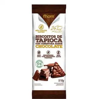 Super Lagoa Biscoito de tapioca fhom com cobertura de chocolate sem gluten 15g oferta