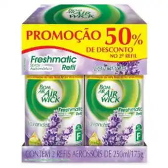 Rede Compras Aromatizador bom ar spray automático freshmatic refil 250ml 50% off na 2ª unidade campos de lavanda oferta