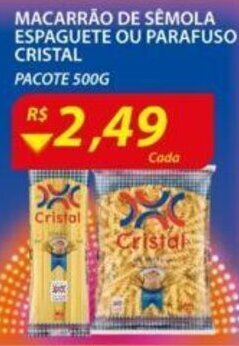 Assaí Atacadista Macarrao de Semola Espaguete ou parafuso Cristal 500g oferta