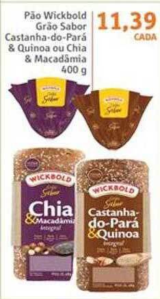 Sonda Pão wickbold grão sabor castanha-do-pará & quinoa ou chia & macadamia oferta
