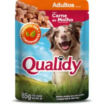 Varejão Irmãos Patrocinio Alimento para cães qualidy sachê 85gr adulto carne/molho oferta