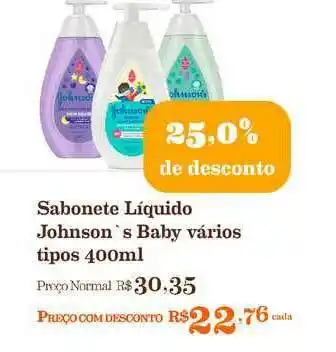 Mercadinhos São Luiz Saboente Líquido Johnson's Baby Vários Tipos 25.0% De Desconto 400ml oferta