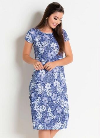 Posthaus Rosalie - vestido com gola redonda floral azul oferta