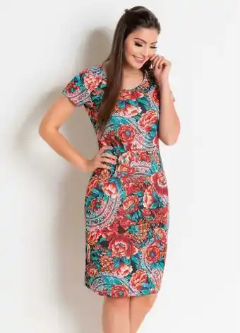 Posthaus Rosalie - vestido decote redondo floral e vermelho oferta