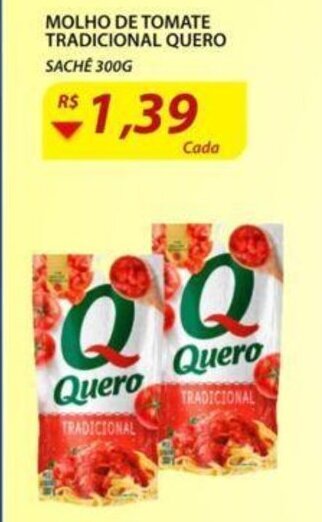 Assaí Atacadista Molho de Tomate Tradicional Quero 300g oferta