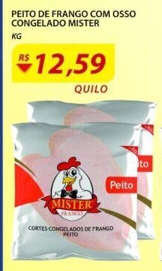 Assaí Atacadista Peito de Frango Com Osso Congelado mister 1kg oferta