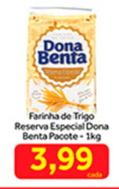 Shibata Supermercados Farinha de Trigo Reserva Especial Dona Benta pacote 1kg oferta