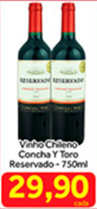 Shibata Supermercados Vinho Chileno Concha Y Toro Reservado 750ml oferta