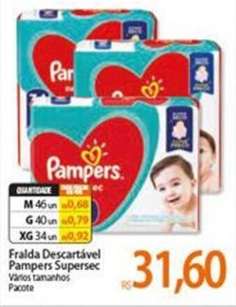 Atacadão Fralda Descartavel Pampers Supersec oferta