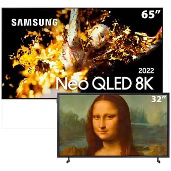 Carrefour Smart tv 65 pol neo qled 8k 65qn700b + smart tv 32 pol qled full hd the frame 32ls03b samsung oferta
