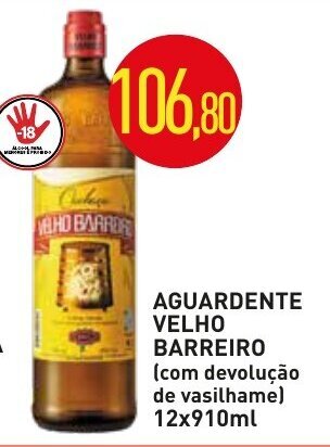 Aguardente Velho Barreiro 12x910ml