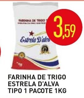 Calvo Atacadista Farinha de Trigo Estrela D'alva Tipo 1 pacote 1kg oferta