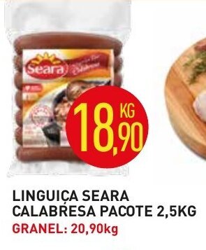Calvo Atacadista Linguica Seara Calabresa pacote 2.5kg oferta
