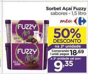 Carrefour Sorbet açaí fuzzy 50% desconto na 2a unidade oferta